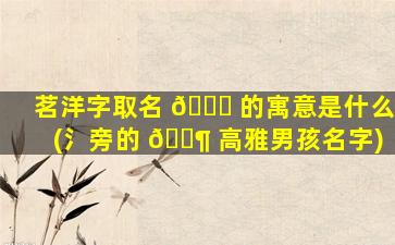 茗洋字取名 🐛 的寓意是什么(氵旁的 🐶 高雅男孩名字)